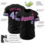 Custom Authentic Baseball Jersey with Personalized Name and Number - Black Light Blue Pink Personalized Black Light Blue-Pink
