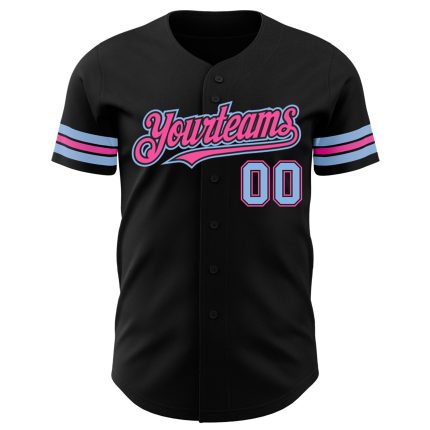 Custom Authentic Baseball Jersey with Personalized Name and Number - Black Light Blue Pink Personalized Black Light Blue-Pink