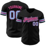 Custom Authentic Baseball Jersey with Personalized Name and Number - Black Light Blue Pink Personalized Black Light Blue-Pink