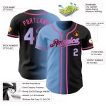 Custom Name and Number Personalized Gradient Baseball Jersey in Black Light Blue-Pink Fashion Style Personalized Black Light