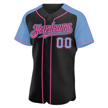 Custom Lightweight Black Blue Pink Baseball Jersey with Personalized Name and Number - Authentic Raglan Sleeves Personalized
