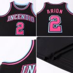 Personalized Authentic Black Light Blue-Pink Basketball Jersey - Throwback Style Personalized Black Light Blue-Pink Authentic