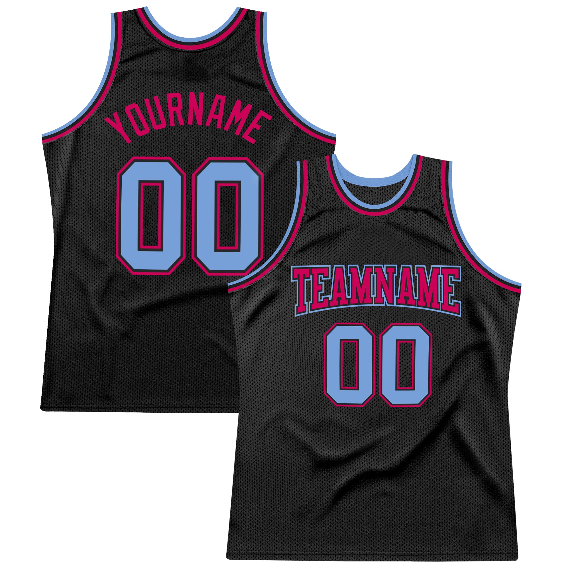 Custom Team Basketball Jersey - Personalized Black Light Blue-Pink Throwback with Name & Number Personalized Black Light