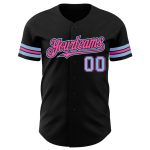 Custom Black Light Blue Pink Baseball Jersey for Men and Women Personalized Black Light Blue-Pink Baseball Jersey