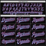 Custom Name and Number Bomber Varsity Jacket Two Tone Black Light Blue-Pink Full-Snap Personalized Black Light Blue-Pink