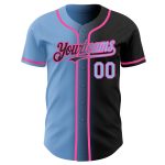 Personalized Gradient Black Light Blue Pink Fashion Baseball Jersey Personalized Black Light Blue-Pink Gradient Fashion Baseball