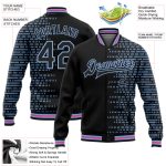 Personalized 3D Bomber Varsity Letterman Jacket in Black Light Blue-Pink Halftone Design Personalized Black Light Blue-Pink