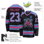 Personalized Hockey Jersey in Black Light Blue and Pink - Custom Team Apparel Personalized Black Light Blue-Pink Hockey Jersey