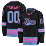 Personalized Black Light Blue Pink Hockey Jersey for Custom Sports Apparel Personalized Black Light Blue-Pink Hockey Jersey