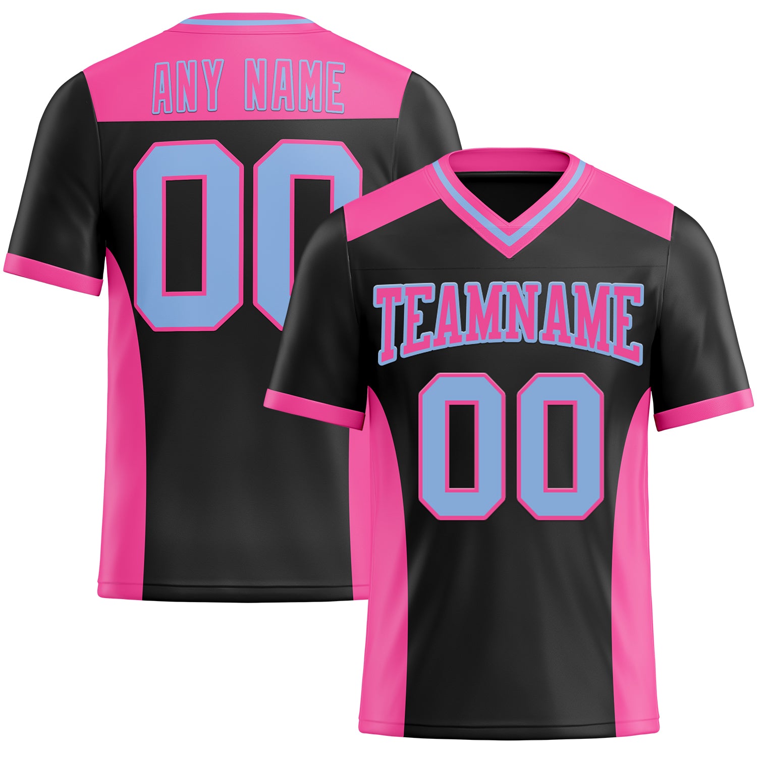 Personalized Authentic Football Jersey in Black Light Blue and Pink Mesh Personalized Black Light Blue-Pink Mesh Authentic