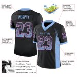 Personalized Black Light Blue Pink Fashion Football Jersey | Drift Design Personalized Black Light Blue-Pink Mesh Drift Fashion