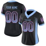 Custom Name and Number Football Jersey - Black Light Blue Pink Mesh Drift Fashion Design Personalized Black Light Blue-Pink