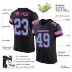 Personalized Football Jersey in Black Light Blue and Pink Mesh for Custom Style Personalized Black Light Blue-Pink Mesh Football