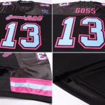 Personalized Football Jersey in Black Light Blue and Pink Mesh for Custom Style Personalized Black Light Blue-Pink Mesh Football