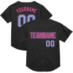 Personalized Black Light Blue Pink Mesh Baseball Jersey for Throwback Style Personalized Black Light Blue-Pink Mesh Throwback