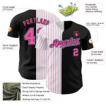 Personalized Black Light Blue Pink Pinstripe Fashion Baseball Jersey for Men and Women Personalized Black Light Blue-Pink