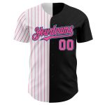 Personalized Black Light Blue Pink Pinstripe Fashion Baseball Jersey for Men and Women Personalized Black Light Blue-Pink