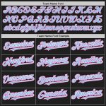 Personalized Black Light Blue Pink Baseball Jersey Raglan Sleeves for Men and Women Personalized Black Light Blue-Pink Raglan