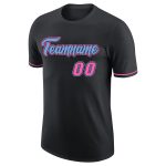 Custom Name Number Skull T-Shirt - Black Light Blue Pink Fashion Performance Tee Personalized Black Light Blue-Pink Skull