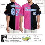 Personalized Split Fashion Baseball Jersey Black Light Blue-Pink Design Personalized Black Light Blue-Pink Split Fashion