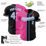Personalized Black Light Blue Pink Split Fashion Baseball Jersey for Men and Women Personalized Black Light Blue-Pink Split