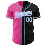 Personalized Black Light Blue Pink Split Fashion Baseball Jersey for Men and Women Personalized Black Light Blue-Pink Split