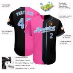 Personalized Baseball Jersey Black Light Blue Pink Split Fashion Design Personalized Black Light Blue-Pink Split Fashion