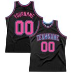 Personalized Basketball Jersey Black Light Blue Pink Throwback Style 2 Personalized Black Light Blue-Pink Throwback Basketball