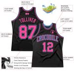 Personalized Basketball Jersey Black Light Blue Pink Throwback Style 2 Personalized Black Light Blue-Pink Throwback Basketball
