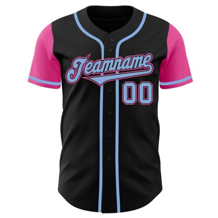 Personalized Two Tone Baseball Jersey - Black Light Blue and Pink Design Personalized Black Light Blue-Pink Two Tone Baseball