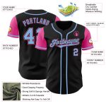 Personalized Two Tone Baseball Jersey - Black Light Blue and Pink Design Personalized Black Light Blue-Pink Two Tone Baseball