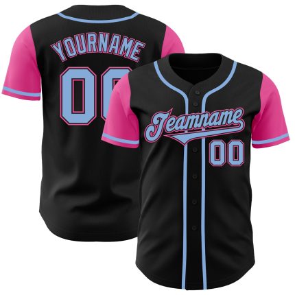 Personalized Two Tone Baseball Jersey - Black Light Blue and Pink Design Personalized Black Light Blue-Pink Two Tone Baseball