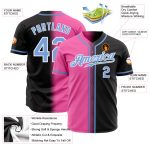 Custom Gradient Baseball Jersey - Personalized Black Light Blue Pink-White Team Name & Number Personalized Black Light Blue