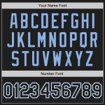 Personalized Black-White Baseball Jersey with Light Blue Pinstripes Personalized Black Light Blue Pinstripe Black-White Baseball