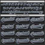 Personalized Black-White Baseball Jersey with Light Blue Pinstripes Personalized Black Light Blue Pinstripe Black-White Baseball