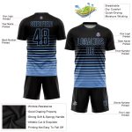 Personalized Soccer Uniform Jersey - Black Light Blue Pinstripe Fade Design Personalized Black Light Blue Pinstripe Fade