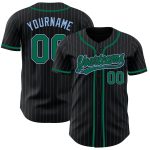 Custom Name and Number Personalized Black and Light Blue Pinstripe Baseball Jersey - Authentic Team Apparel Personalized