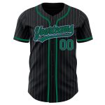 Custom Name and Number Personalized Black and Light Blue Pinstripe Baseball Jersey - Authentic Team Apparel Personalized