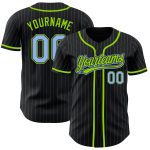 Custom Name and Number Personalized Black Light Blue Neon Green Pinstripe Baseball Jersey Personalized Black Light Blue Pinstripe
