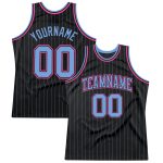 Custom Authentic Basketball Jersey with Personalized Name & Number - Black Light Blue Pinstripe Personalized Black Light