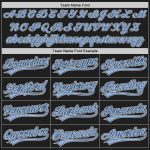Personalized Authentic Baseball Jersey - Black Light Blue Pinstripe Design, Customizable, Men's Sportswear Personalized Black