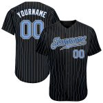 Customizable Light Blue-White Pinstripe Baseball Jersey with Personalized Name and Number - Authentic Team Apparel Personalized
