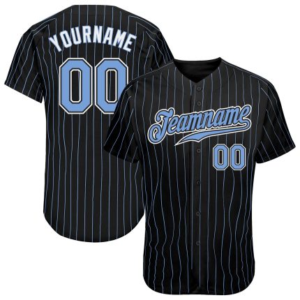 Customizable Light Blue-White Pinstripe Baseball Jersey with Personalized Name and Number - Authentic Team Apparel Personalized