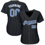 Customizable Light Blue-White Pinstripe Baseball Jersey with Personalized Name and Number - Authentic Team Apparel Personalized