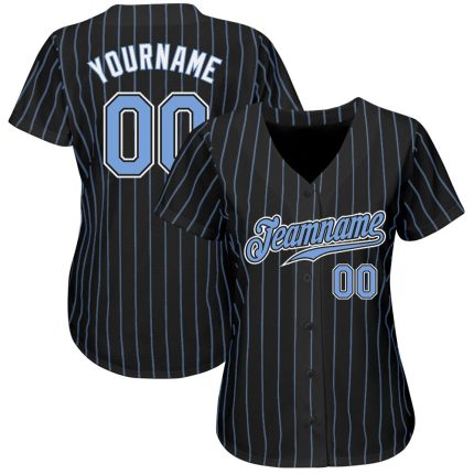 Customizable Light Blue-White Pinstripe Baseball Jersey with Personalized Name and Number - Authentic Team Apparel Personalized