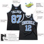Personalized Black and Light Blue Pinstripe Basketball Jersey for Men and Women Personalized Black Light Blue Pinstripe Light