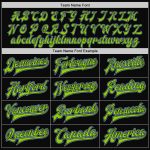 Personalized Black Light Blue Pinstripe Neon Green Varsity Jacket - Full-Snap Bomber Letterman Style Personalized Black Light