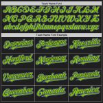 Personalized Neon Green Black Light Blue Pinstripe Two-Button Unisex Softball Jersey Personalized Black Light Blue Pinstripe