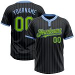 Custom Name & Number Unisex Softball Jersey - Personalized Black, Light Blue, Neon Green, Two-Button Pinstripe Design Personalized