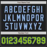 Custom Name & Number Unisex Softball Jersey - Personalized Black, Light Blue, Neon Green, Two-Button Pinstripe Design Personalized